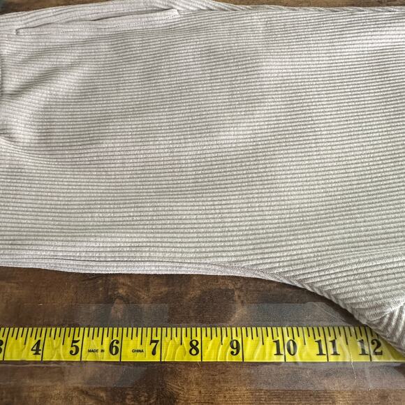 Uniqlo Ribbed Knit Leggings XL Beige Cotton Stretch Loungewear Normcore Cozy EUC - Picture 4 of 9